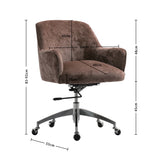 Livingandhome Velvet Upholstered Wheeled Swivel Office Chair, JM2090