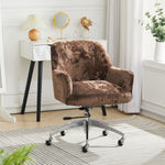 Livingandhome Velvet Upholstered Wheeled Swivel Office Chair, JM2090