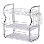 3 Tier Dish Drainer Rack Plate Draining Tray Board Kitchen Washing Storage, WH0576