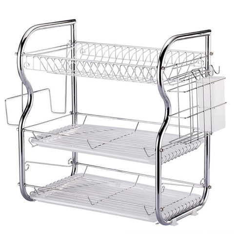 3 Tier Dish Drainer Rack Plate Draining Tray Board Kitchen Washing Storage, WH0576