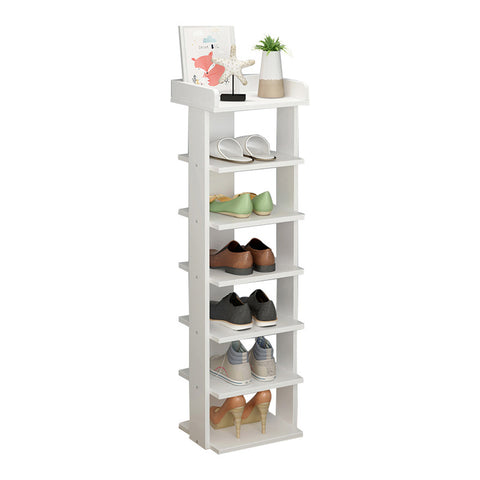 7 Tiers Shoe Rack Organizer Storage Stand Shelf Space Saving White, WH0618