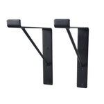 Set of 2 Heavy Duty Industrial Metal Self Brackets Wall Mounted Black, WH0649