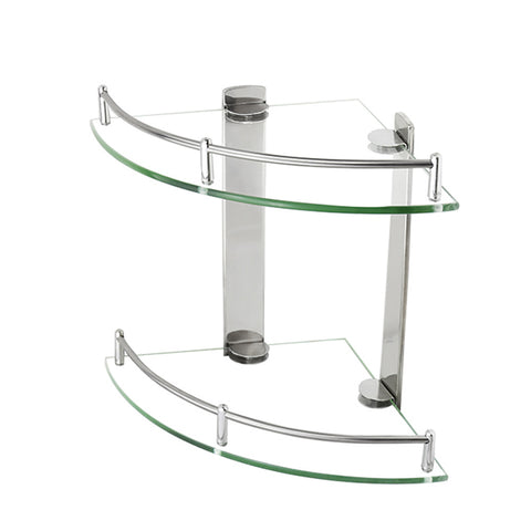 2-Tier Tempered Glass Corner Shelf Bathroom Wall Mounted, WH0659