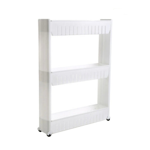 Modern Style 3 Tiers Fridge Side Narrow Shelf Kitchen Storage Rack Multi Layer with Wheels, WH0666