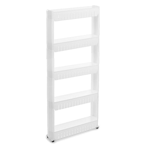 Modern Style 5 Tiers Fridge Side Narrow Shelf Kitchen Storage Rack Multi Layer with Wheels, WH0668