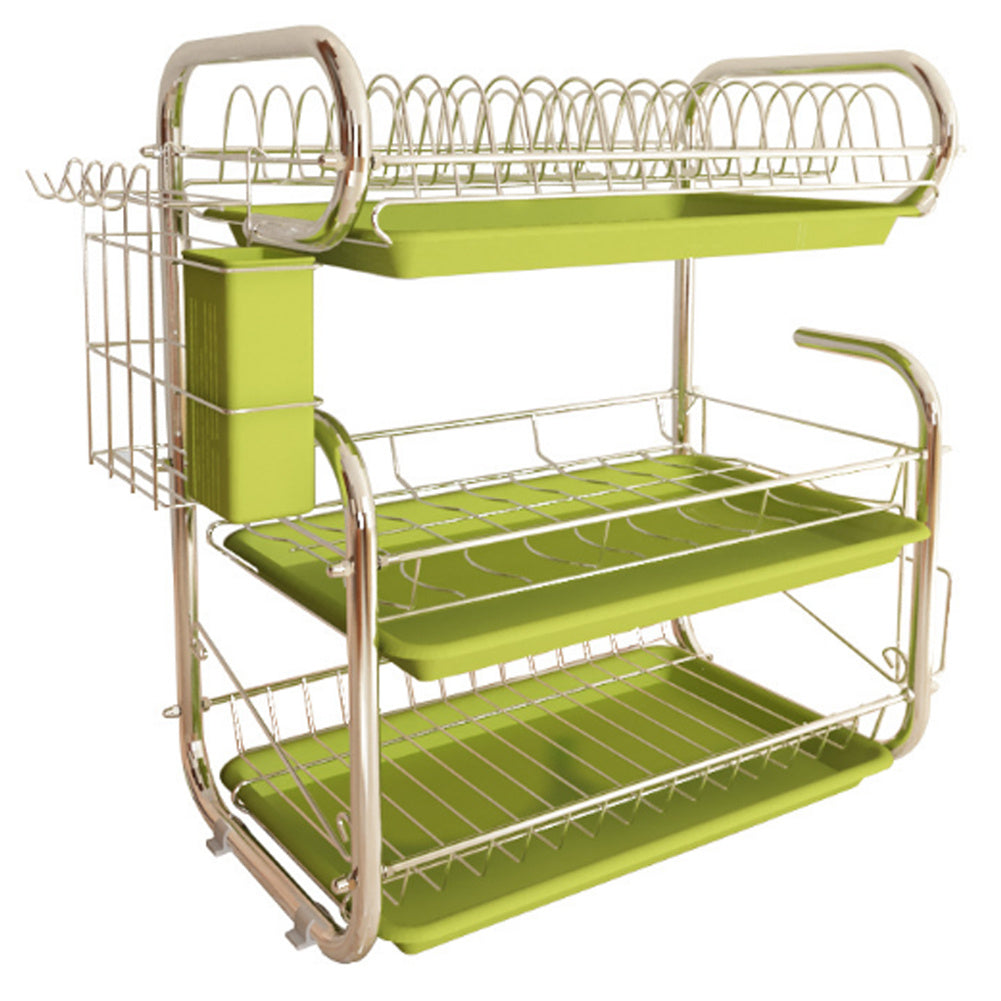 Livingandhome Kitchen 2 Tier Metal Dish Drainer Rack Sink Washing Plates  Draining Board