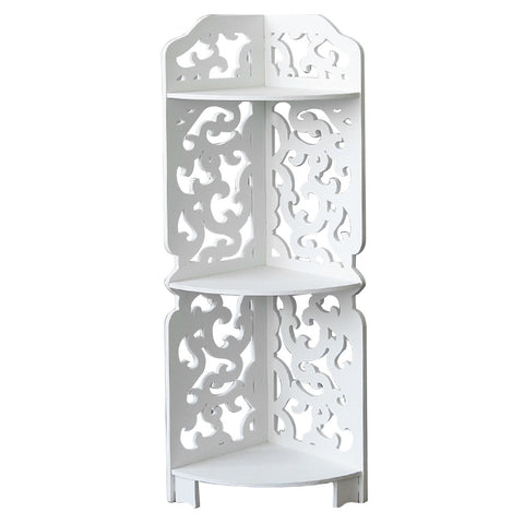 3 Tiers Corner Storage Rack Cabinet Shelf Storage for Bedroom Bathroom White, WH0774