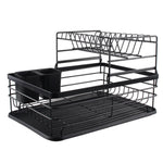 Kitchen 2 Tier Metal Dish Drainer Rack Sink Washing Plates Draining Board, WH0778