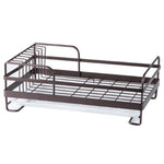 Kitchen Metal Dish Drainer Rack with Removable Drip Tray Brown, WH0781