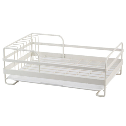 Kitchen Metal Dish Drainer Rack with Removable Drip Tray White, WH0782