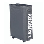 Rolling Slim Laundry Hamper on Wheels Clothes Basket for Bedroom Bathroom Dark Grey, WH0913