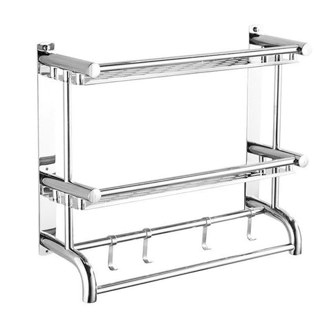 2 Tiers Stainless Steel Bathroom Shelf Storage Toilet Shelf Organizer Wall Mounted, WH0925