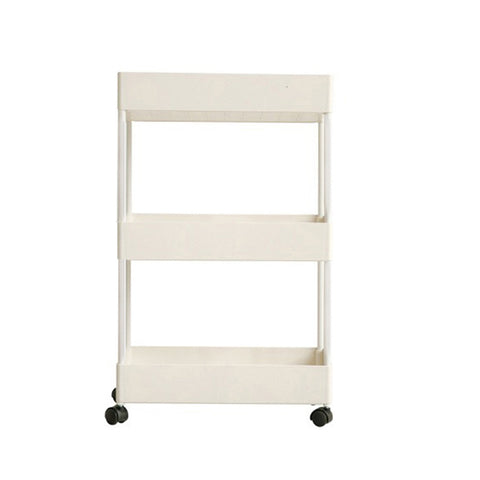 3 Tiers Shelf Trolley Cart Storage Rack for Kitchen Bathroom White, WH0940