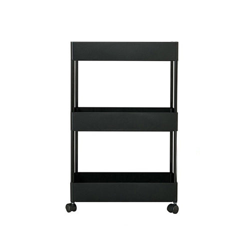 3 Tiers Shelf Trolley Cart Storage Rack for Kitchen Bathroom Black, WH0941