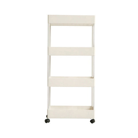 4 Tiers Shelf Trolley Cart Storage Rack for Kitchen Bathroom White, WH0942