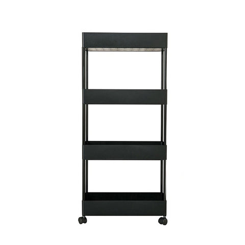 4 Tiers Shelf Trolley Cart Storage Rack for Kitchen Bathroom Black, WH0943