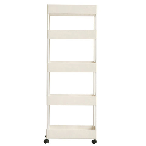 5 Tiers Shelf Trolley Cart Storage Rack for Kitchen Bathroom White, WH0944