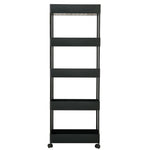 5 Tiers Shelf Trolley Cart Storage Rack for Kitchen Bathroom Black, WH0945