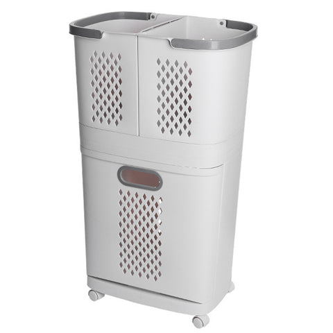 Livingandhome 3 Compartment Laundry Baskets Laundry Sorter Rolling Laundry Hamper, WH0967