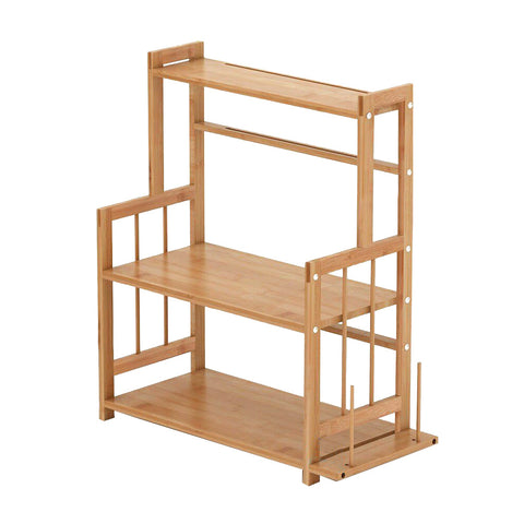 3-Tier Freestanding Bamboo Spice Rack Storage Organizer with Knife Holder for Kitchen, WH1053