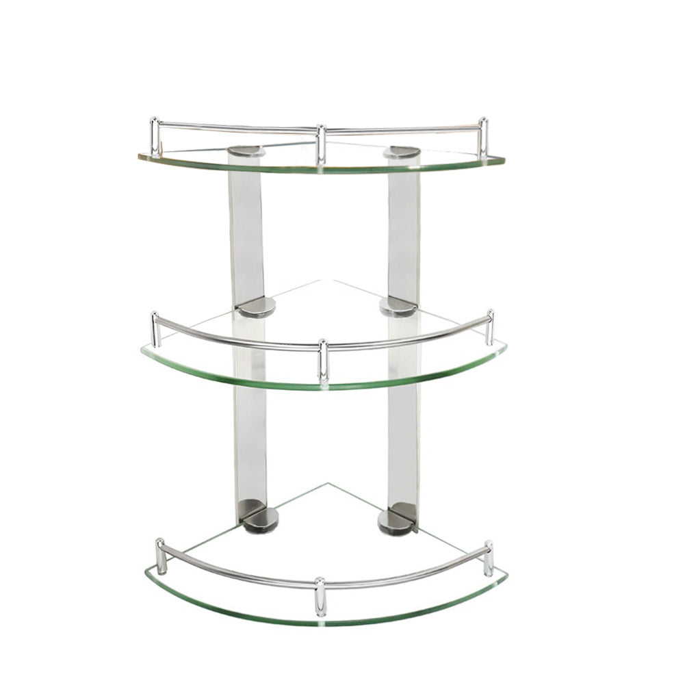 3 tier store glass bathroom shelf