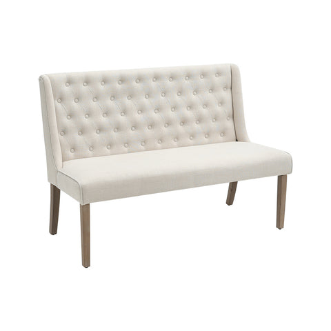 Livingandhome Beige Upholstered Tufted Dining Bench, ZH1323