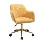 Livingandhome Velvet Upholstered Home Office Swivel Task Chair with Gold Base, JM2063