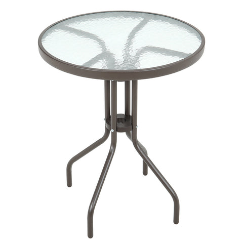 Modern Round Metal Garden Table with Tempered Glass Tabletop, LG0784