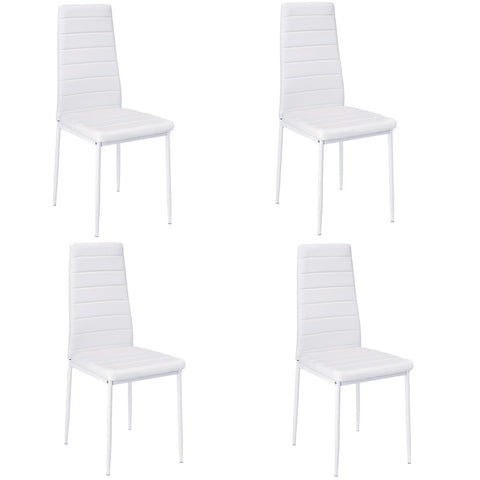 Livingandhome Set of 4 Modern Faux Leather Armless High Back Dining Chairs, JM0205