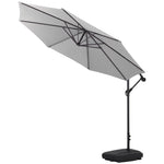 Livingandhome 3M Large Banana Cantilever Patio Parasol for Outdoor Sunshade and Rain with Fillable Base on Wheels, LG0438LG0534