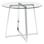 Livingandhome Modern Round Dining Table with Tempered Glass Top, ZH1162