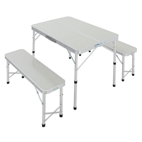 Livingandhome Aluminum Portable Folding Camping Table and Benches Set, CX0118