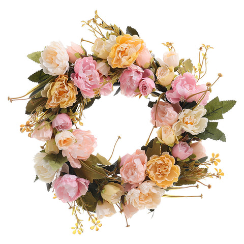 Artificial Spring Peony Wreath Blooming Front Door Decor, SW0232