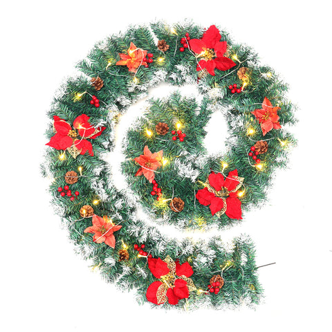 270cm Spruce Artificial Greenery Christmas Garland with 50 LED Warm White Lights, PM0406