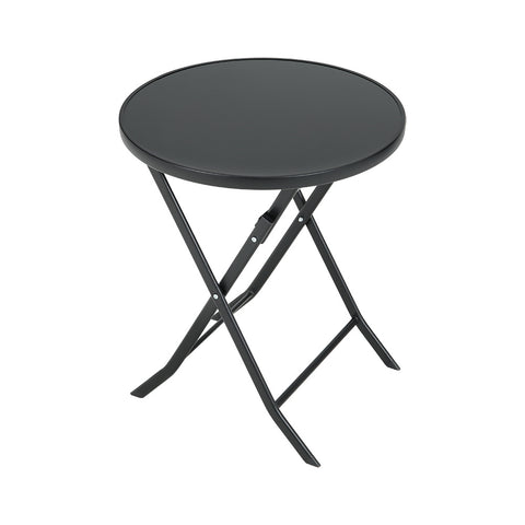 Livingandhome Glass Foldable Metal Table for Garden and Bistro, LG0788