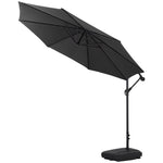 Livingandhome 3M Large Banana Cantilever Patio Parasol for Outdoor Sunshade and Rain with Fillable Base on Wheels, LG0440LG0534