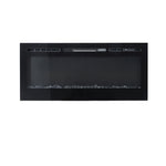 Linear Electric Fireplace Recessed in Black, PM0885