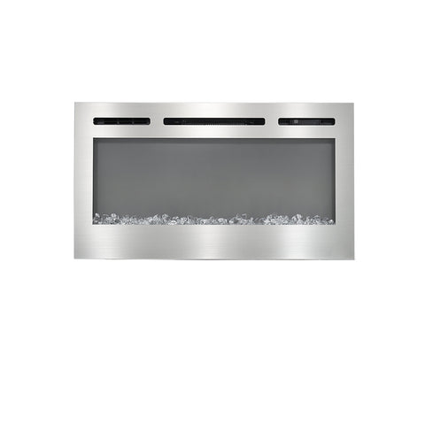 Linear Electric Fireplace Recessed in Chrome, PM0880