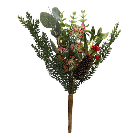 Artificial Berries Pine Cone Succulent Plastic Fake Flowers Bouquet Christmas Festive Decor, SW0286