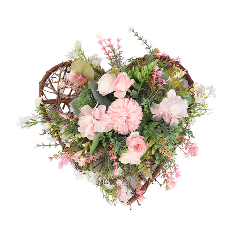 Livingandhome Rustic Assorted Flowers Heart-shaped Wreath Wedding Decoration, SW0361