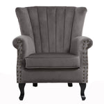 Livingandhome Vintage Old-fashion Velvet Wing Back Armchair with Studs, JM0897