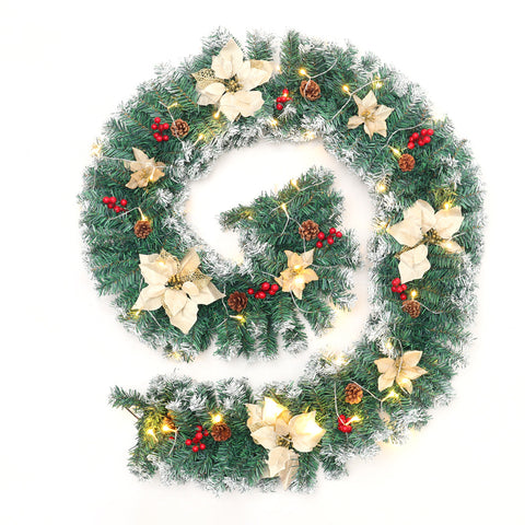 270cm Spruce Artificial Greenery Christmas Garland with 50 LED Warm White Lights, PM0408