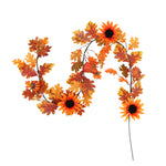 Livingandhome Sunflower Autumn Garland with Lights for Thanksgiving Decoration, SP2887