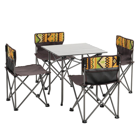 Livingandhome 5 Piece Folding Camping Table and Chairs Set Portable with Carrying Bag, CX0420