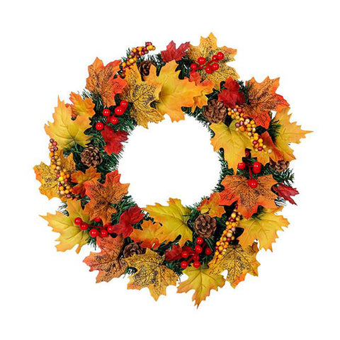 Livingandhome Artificial Maple Leaf Wreath Outdoor Decoration for Halloween and Thanksgiving, SP1783