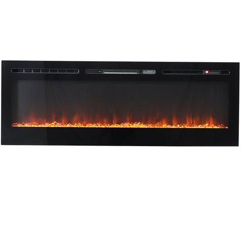 Linear Electric Fireplace Recessed in Black, PM0887