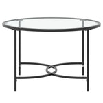 Livingandhome Modern Round Tempered Glass Coffee Table for Living Room, ZH1186