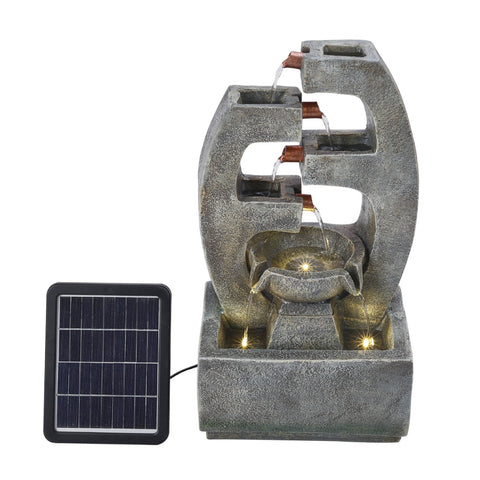 Livingandhome Resin Tiered Solar Water Fountain with Lights, AI1051