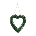 Livingandhome Artificial Boxwood Green Leaves Heart Wreath, SP0462