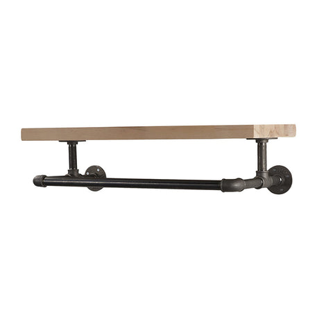 Industrial Floating Wall Shelves with Towel Clothes Pipe Rail, SP2568